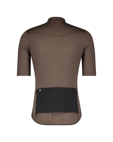 Maillot manches courtes Homme GRAVEL MERINO Marron/Noir