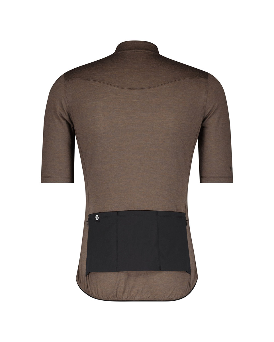 Maillot manches courtes Homme GRAVEL MERINO Marron/Noir