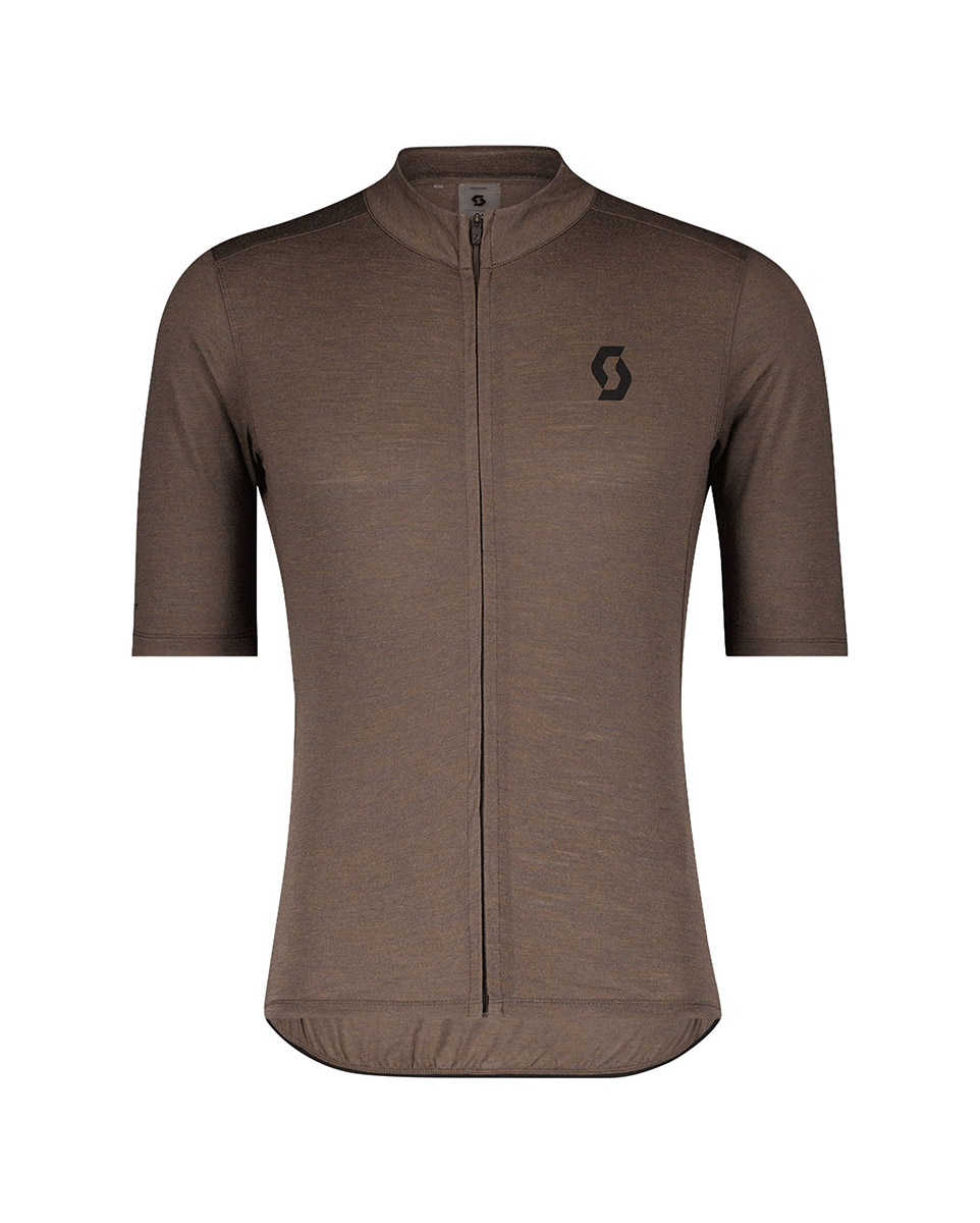 Maillot manches courtes Homme GRAVEL MERINO Marron/Noir